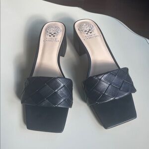 Vince Camuto Semtera Black Block Heel Slide Sandal